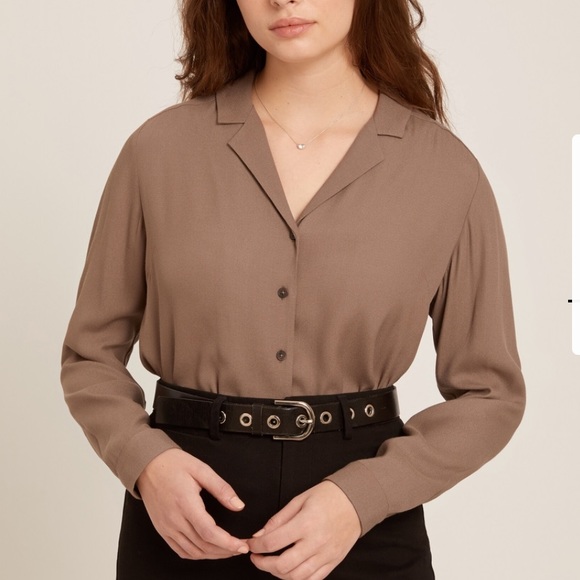 NEW Frank & Oak Camp Collar Long Sleve Blouse M - Picture 5 of 11